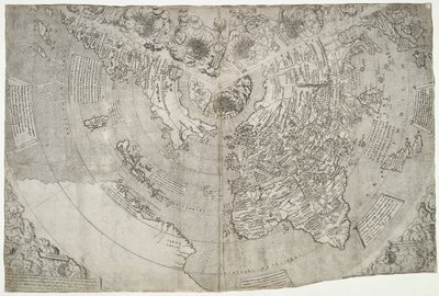 Carte du monde, Mundu [sic] spericum... cognosces diligentia joani mathei Contareni.., par Contarini, Giovanni et Francesco Rosselli - Giovanni Contarini