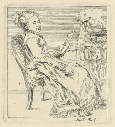 Jeune femme assise tenant une lettre - Giovanni David