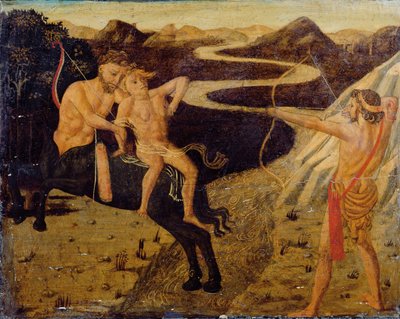 Panneau de cassone : Hercule sauvant Déjanire de Nessus - Giovanni Di Ser Giovanni Guidi