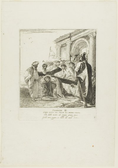 Le Christ tombe sous la croix pour la première fois, troisième planche du chemin de croix - Giovanni Domenico Tiepolo