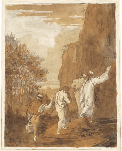 Christ conduisant Pierre, Jacques et Jean à la haute montagne pour la Transfiguration - Giovanni Domenico Tiepolo