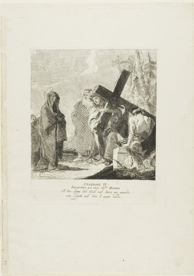 Le Christ rencontre sa mère, planche 4 du chemin de croix - Giovanni Domenico Tiepolo