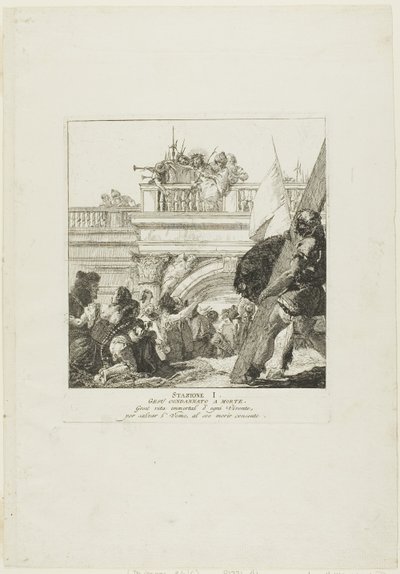 Le Christ est condamné à mort, planche 1 du chemin de croix - Giovanni Domenico Tiepolo