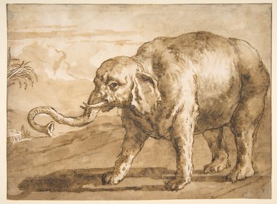 Éléphant dans un paysage - Giovanni Domenico Tiepolo