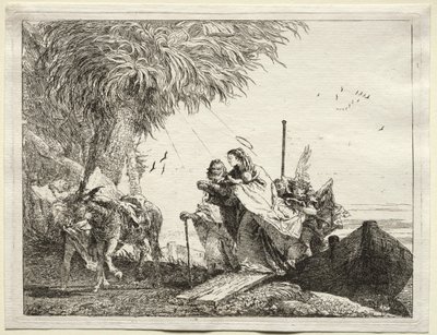 Fuite en Égypte : La Sainte Famille débarquant - Giovanni Domenico Tiepolo