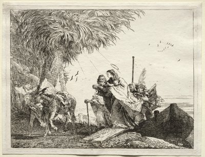 Fuite en Égypte : La Sainte Famille débarquant - Giovanni Domenico Tiepolo