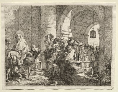 Fuite en Égypte : La Sainte Famille passant sous une arche - Giovanni Domenico Tiepolo
