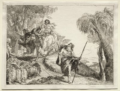 Fuite en Égypte : La Sainte Famille et le troupeau de moutons - Giovanni Domenico Tiepolo