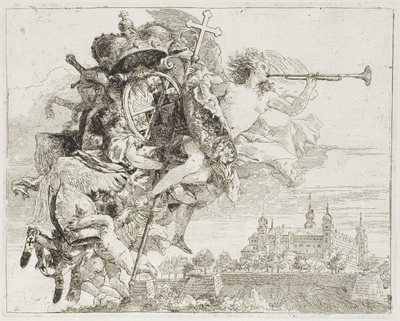 Frontispice : Les armes de Carl Philipp von Greiffenklau portées par un ange, de La Fuite en Égypte - Giovanni Domenico Tiepolo