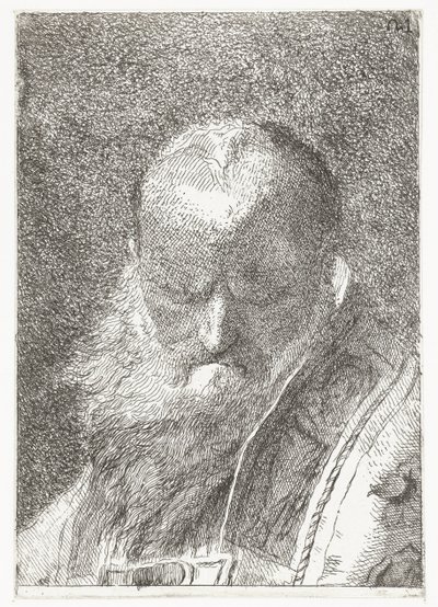 Ecclésiastique à tête chauve en chasuble - Giovanni Domenico Tiepolo