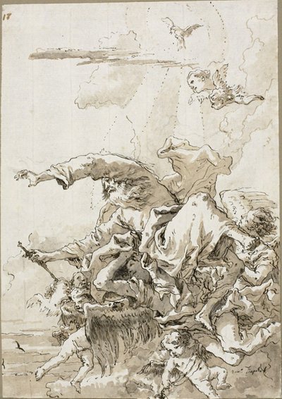 Dieu le Père soutenu par des anges dans les nuages, II - Giovanni Domenico Tiepolo