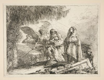 Joseph portant Jésus dans ses bras, de la série Idee pittoresche sopra la fuga in Egitto - Giovanni Domenico Tiepolo