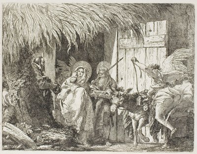 Joseph et Marie cherchant un abri, planche cinq de La Fuite en Égypte - Giovanni Domenico Tiepolo