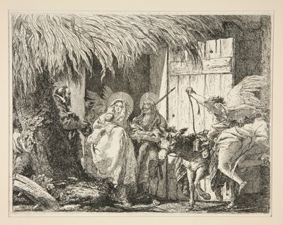 Joseph et Marie devant une maison, de la série Idées pittoresques sur la fuite en Égypte - Giovanni Domenico Tiepolo