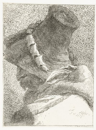 Homme avec tête détournée portant un chapeau (Raccolta di Teste) - Giovanni Domenico Tiepolo