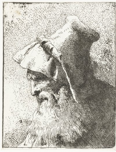 Homme avec barbe et chapeau (Collection de têtes) - Giovanni Domenico Tiepolo