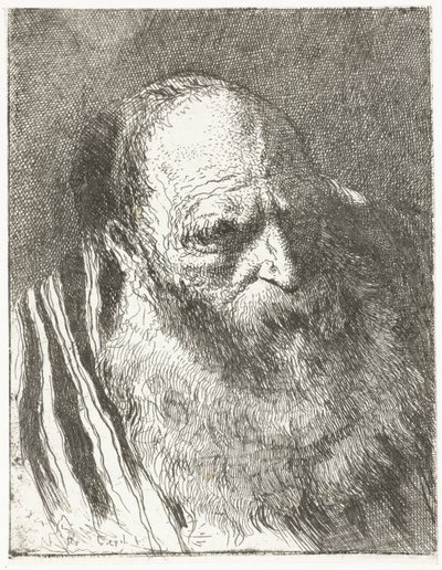 Homme avec barbe en manteau rayé - Giovanni Domenico Tiepolo