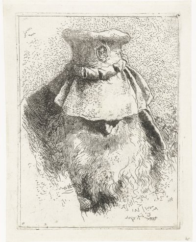 Homme avec la tête baissée et un grand chapeau - Giovanni Domenico Tiepolo