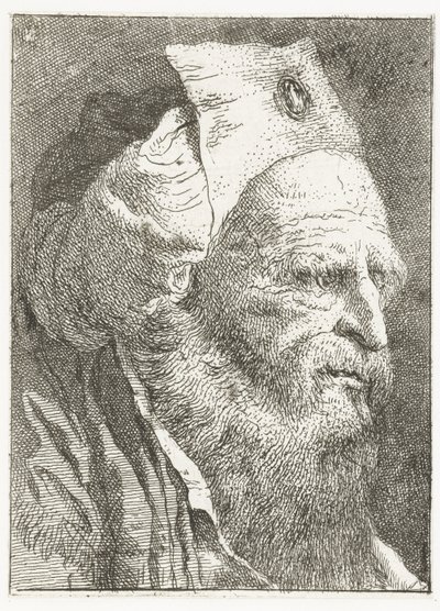 Homme avec un chapeau à bord relevé - Giovanni Domenico Tiepolo