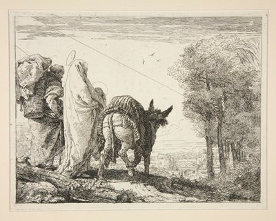 Marie tenant son enfant dans ses bras, de la série Idee pittoresche sopra la fuga in Egitto - Giovanni Domenico Tiepolo