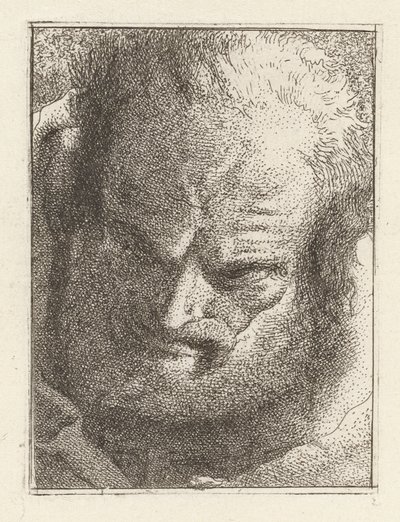 Vieil homme regardant vers le bas, de la Raccolta di Teste (Collection de têtes) - Giovanni Domenico Tiepolo