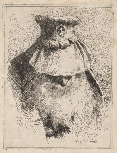 Vieil homme avec un grand chapeau, de la Raccolta di Teste (Collection de têtes) - Giovanni Domenico Tiepolo