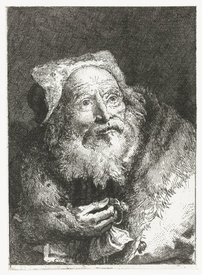 Vieil homme avec bracelet en main - Giovanni Domenico Tiepolo