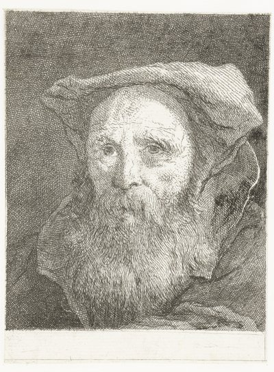 Vieil homme avec barbe et béret (Verzameling hoofden) (Raccolta di Teste) - Giovanni Domenico Tiepolo