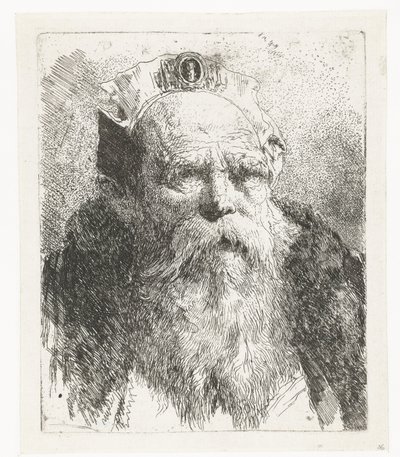 Vieil homme avec barbe et bonnet orné (collection de têtes) - Giovanni Domenico Tiepolo