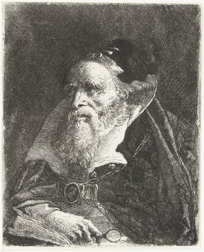 Vieil homme avec un livre et une loupe - Giovanni Domenico Tiepolo