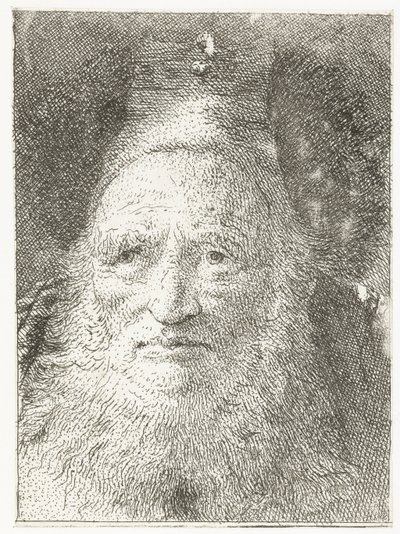 Vieil homme avec bonnet de fourrure (Collection de têtes) - Giovanni Domenico Tiepolo
