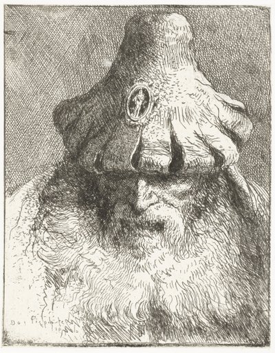 Vieil homme avec un bonnet conique à bord découpé (série: Collection de têtes) (série: Raccolta di Teste) - Giovanni Domenico Tiepolo