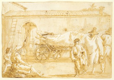 Paysans avec une charrette, vers 1790 - Giovanni Domenico Tiepolo