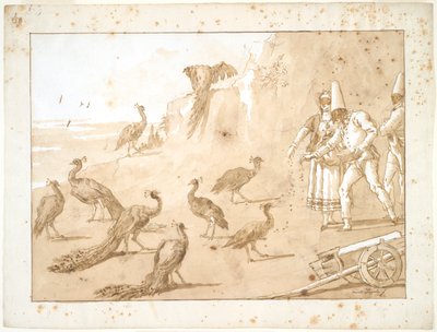 Punchinello nourrissant les paons - Giovanni Domenico Tiepolo