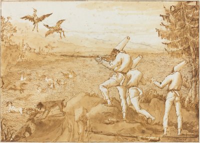 Punchinellos chassant les oiseaux aquatiques - Giovanni Domenico Tiepolo