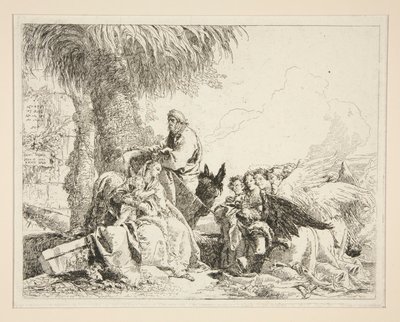 Repos pendant la fuite en Égypte, de la série Idées pittoresques sur la fuite en Égypte - Giovanni Domenico Tiepolo