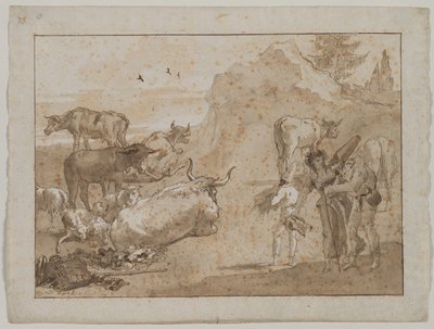 Moutons et vaches, années 1790 - Giovanni Domenico Tiepolo