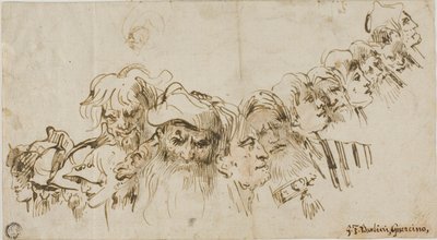 Esquisses de têtes masculines (recto) ; Reine et page (verso) - Giovanni Domenico Tiepolo