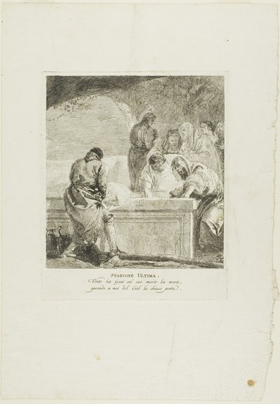 La mise au tombeau, quatorzième planche du chemin de croix - Giovanni Domenico Tiepolo