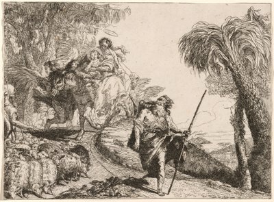 La Sainte Famille descendant un chemin près des bergers - Giovanni Domenico Tiepolo