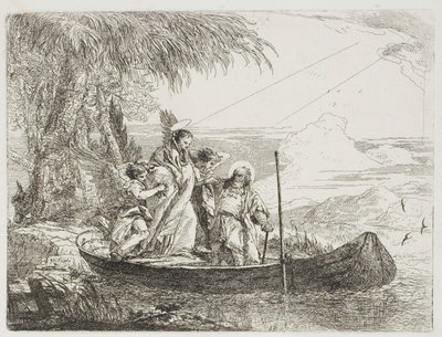 La Sainte Famille entrant dans le bateau avec l