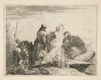 La Sainte Famille quittant la rive du fleuve, de la série Idee pittoresche sopra la fuga in Egitto - Giovanni Domenico Tiepolo
