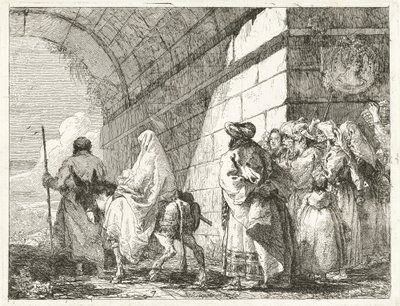 La Sainte Famille passe sous une arche de la ville - Giovanni Domenico Tiepolo