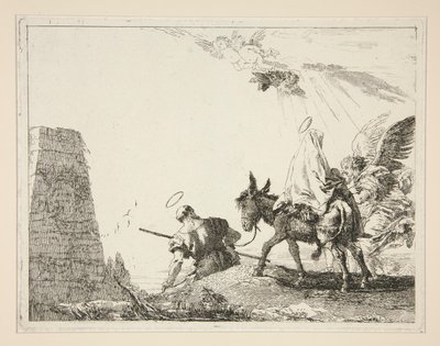 La Sainte Famille passant une pyramide (Idee pittoresche sopra la fuga in Egitto) - Giovanni Domenico Tiepolo