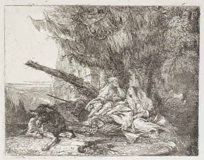 La Sainte Famille se reposant dans un bois, planche 23 de La Fuite en Égypte - Giovanni Domenico Tiepolo