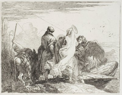 La Sainte Famille descendant de la berge, planche quinze de La Fuite en Égypte - Giovanni Domenico Tiepolo