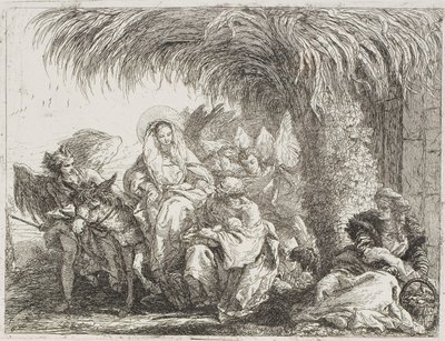 La Sainte Famille sous un Palmier, planche six de La Fuite en Égypte - Giovanni Domenico Tiepolo