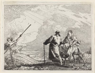La Sainte Famille au bord de la rivière - Giovanni Domenico Tiepolo