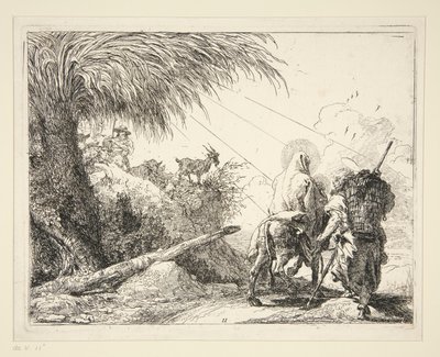 La Sainte Famille sur un chemin rocailleux, de la série Idées pittoresques sur la fuite en Égypte - Giovanni Domenico Tiepolo