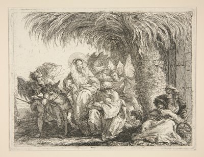 La Sainte Famille sous un palmier, de la série Idee pittoresche sopra la fuga in Egitto (Fuite en Égypte) - Giovanni Domenico Tiepolo